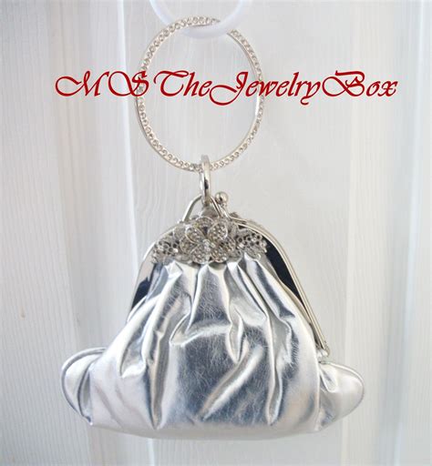 silver metallic box clutch|silver metallic clutch bag rhinestones.